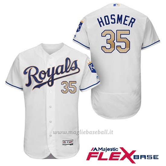 Maglia Baseball Uomo Kansas City Royals 35 Eric Hosmer Bianco 2017 Flex Base